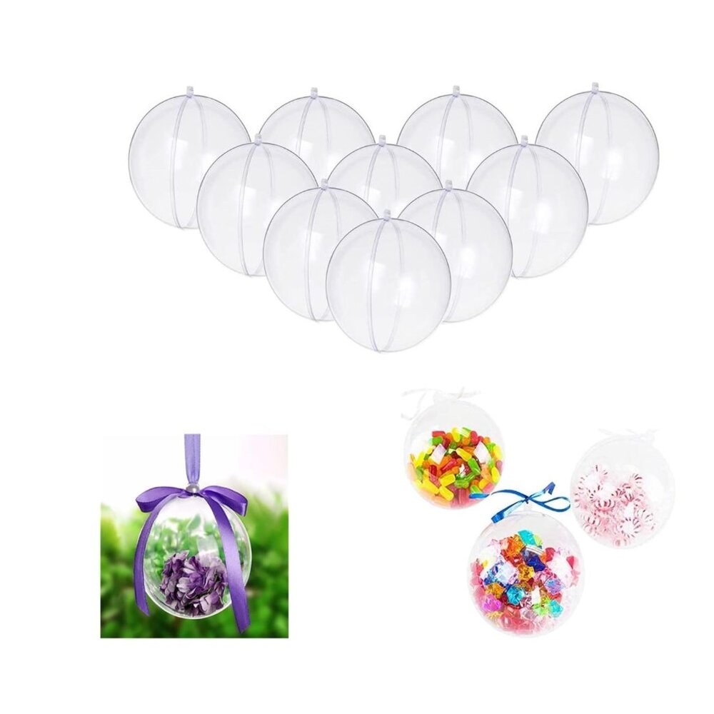 Clear Plastic Fillable Ornaments 3.54 Inch/90mm - Pack Of 20 For DIY Crafts, Par